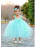 Aqua Mint Tulle Crochet Flower Girl Dress